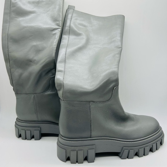 MARC FISHER WOMEN’S BEAUTIFUL TALL GRAY LEATHER PLATFORM MALENA BOOTS SIZE 8.5 - Picture 15 of 15